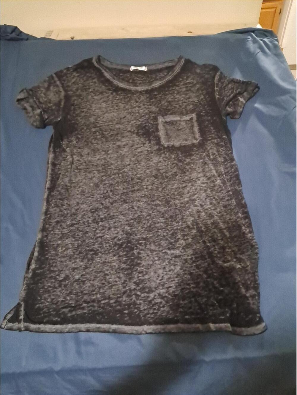 Awake Women Black Sheer‎ Short Sleeve Shirt Pocket Size Large.